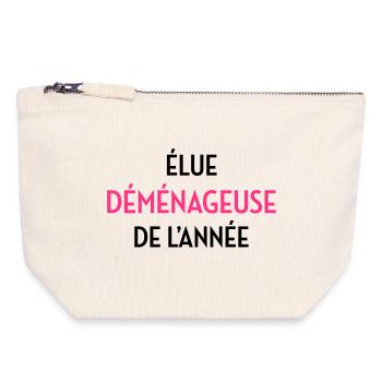 Déménageur / Déménagement / Déménager / Camion - Pochette zippée en toile 18 x 19 cm - blanc naturel - Devant