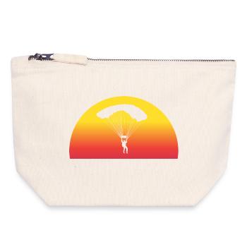 Saut en parachute aventureux au coucher du soleil - Pochette zippée en toile 18 x 19 cm - blanc naturel - Devant