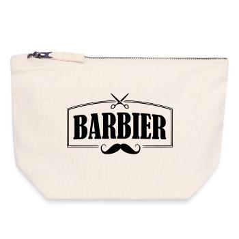 Chemise de barbier - Pochette zippée en toile 18 x 19 cm - blanc naturel - Devant