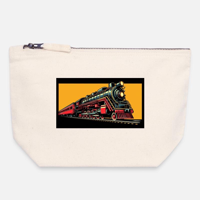 Train 1 3 - Pochette zippée en toile 18 x 19 cm - blanc naturel