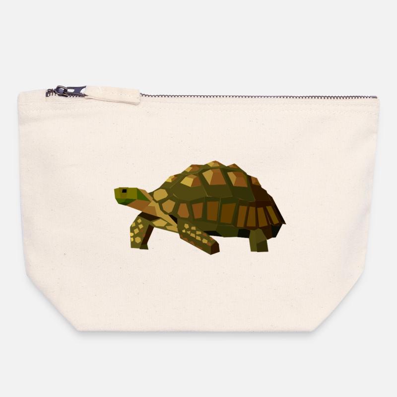 Geometrische Schildkröte - Tier Low Poly - Canvas Reißverschluss-Täschchen (18 x 19 cm) - Naturweiß