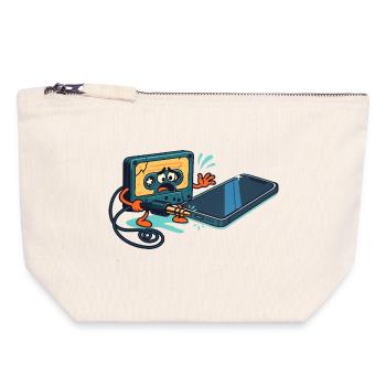 Kassette vs. USB-Anschluss, sarkastischer Retro-Witz - Canvas Reißverschluss-Täschchen (18 x 19 cm) - Naturweiß - Vorne