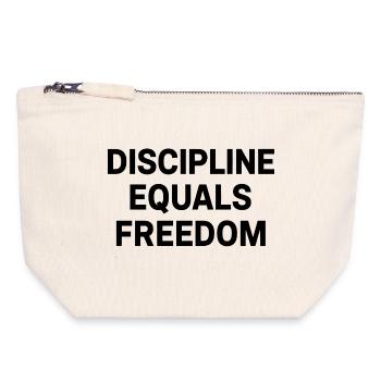 Discipline Equals Freedom – Motivationsspruch - Canvas Reißverschluss-Täschchen (18 x 19 cm) - Naturweiß - Vorne