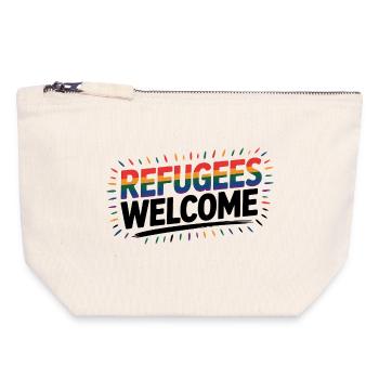 Refugees Welcome - Cool Pride Logo - Canvas Zip Pouch 18 x 19 cm - nature - Front