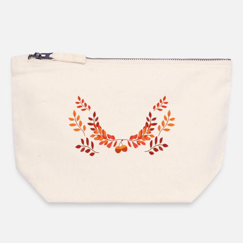 Couleurs du feu de la couronne de feuilles d’automne - Pochette zippée en toile 18 x 19 cm - blanc naturel