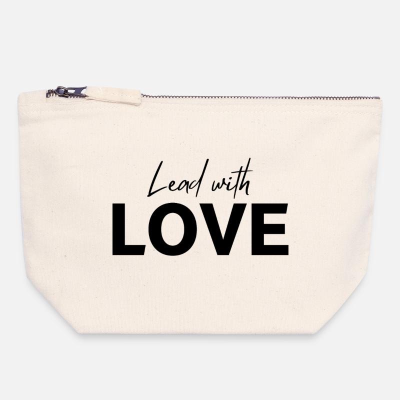 Führe mit LIEBE - Canvas Reißverschluss-Täschchen (18 x 19 cm) - Naturweiß