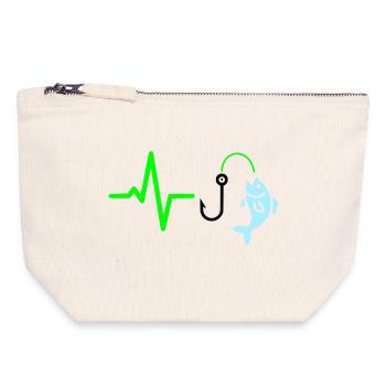 Icône de pêche à la ligne à impulsions - Pochette zippée en toile 18 x 19 cm - blanc naturel - Devant