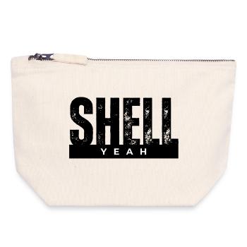Yeah Bold Lettering on Black - Pochette zippée en toile 18 x 19 cm - blanc naturel - Devant