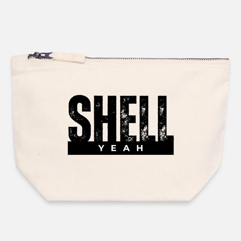 Yeah Bold Lettering on Black - Pochette zippée en toile 18 x 19 cm - blanc naturel
