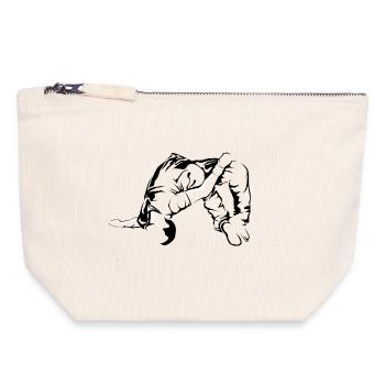 backflip somersault freerunner parkour Sport Athlete - Pochette zippée en toile 18 x 19 cm - blanc naturel - Devant