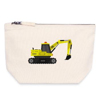 Bagger - Canvas Reißverschluss-Täschchen (18 x 19 cm) - Naturweiß - Vorne