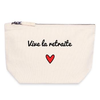 VIVE LA RETRAITE. RETRAITEE. COEUR. BONNE RETRAITE - Pochette zippée en toile 18 x 19 cm - blanc naturel - Devant