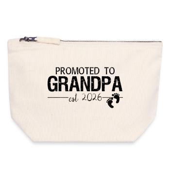 Promu grand-père 2026 Nouveau cadeau de grand-père - Pochette zippée en toile 18 x 19 cm - blanc naturel - Devant