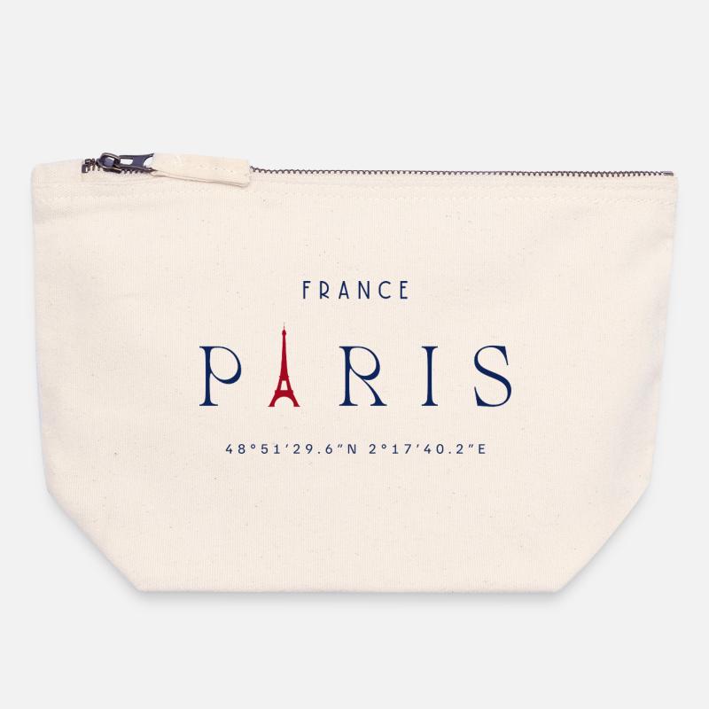 Paris Blue Eiffel Tower Red - Canvas Zip Pouch 18 x 19 cm - nature