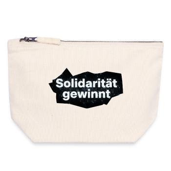 Solidarität gewinnt Spruch Statement T-Shirt - Canvas Reißverschluss-Täschchen (18 x 19 cm) - Naturweiß - Vorne