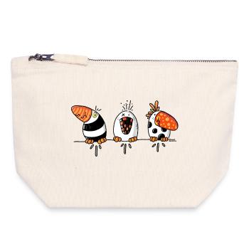 Drôles d'oiseaux - oiseau - Pochette zippée en toile 18 x 19 cm - blanc naturel - Devant
