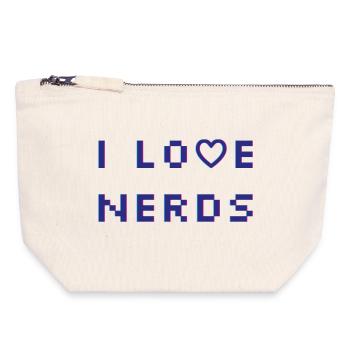 J’adore les nerds - Pochette zippée en toile 18 x 19 cm - blanc naturel - Devant