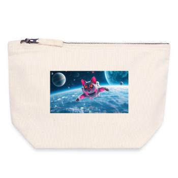 Cat Astronaut - Canvas Zip Pouch 18 x 19 cm - nature - Front