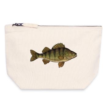 Realistic Perch Fish Vector - Canvas Zip Pouch 18 x 19 cm - nature - Front