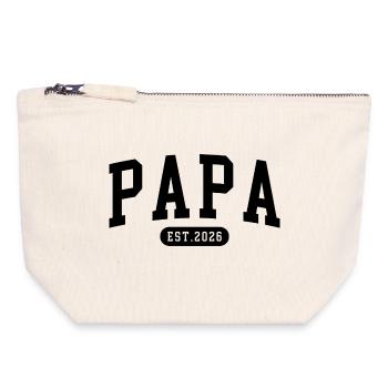 Papa Créé en 2026 Nouveau Papa Maman Grossesse Père 26 ans - Pochette zippée en toile 18 x 19 cm - blanc naturel - Devant