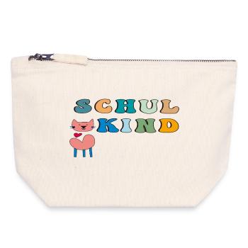 Cœur de chat d’écolier - Pochette zippée en toile 18 x 19 cm - blanc naturel - Devant