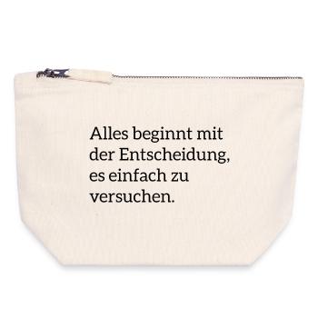 Dicton motivant - Pochette zippée en toile 18 x 19 cm - blanc naturel - Devant