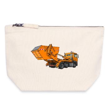 Truck with skip, skip loader - Canvas Zip Pouch 18 x 19 cm - nature - Front