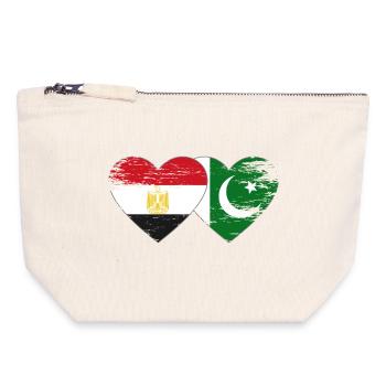 Egypt Pakistan Flag Heart Used - Canvas Zip Pouch 18 x 19 cm - nature - Front