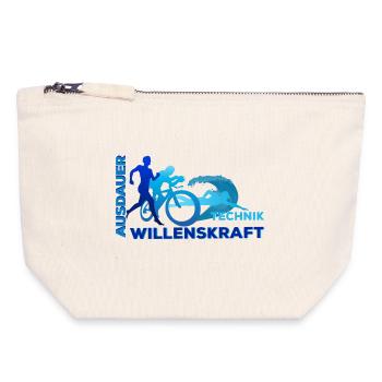 Triathlon - Ausdauer - Technik - Willenskraft - Canvas Reißverschluss-Täschchen (18 x 19 cm) - Naturweiß - Vorne
