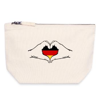 Allemagne Drapeau Aiguilles Coeur Forme - Pochette zippée en toile 18 x 19 cm - blanc naturel - Devant
