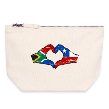 Südafrika Chile Flagge Hände Herzform used - Canvas Reißverschluss-Täschchen (18 x 19 cm) - Naturweiß - Vorne