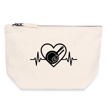 Cooking Pan Kitchen Utensil Heart - Canvas Zip Pouch 18 x 19 cm - nature - Front