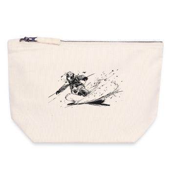 Snowboard - Canvas Reißverschluss-Täschchen (18 x 19 cm) - Naturweiß - Vorne