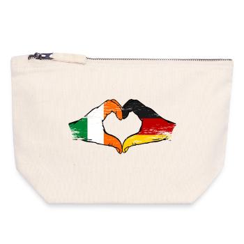 Irland Deutschland Flagge Hände Herzform - Canvas Reißverschluss-Täschchen (18 x 19 cm) - Naturweiß - Vorne