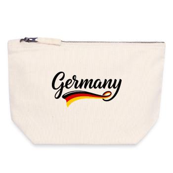 Lettrage élégant allemand Noir rouge or - Pochette zippée en toile 18 x 19 cm - blanc naturel - Devant