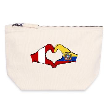Peru Ecuador Flagge Herz - Canvas Reißverschluss-Täschchen (18 x 19 cm) - Naturweiß - Vorne
