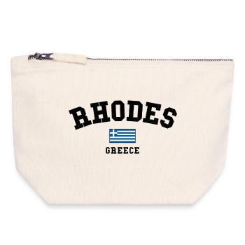 Rhodes Greece – Island & Flag Motif - Canvas Zip Pouch 18 x 19 cm - nature - Front