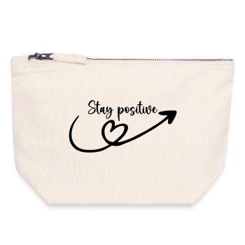 Restez positif - Pochette zippée en toile 18 x 19 cm - blanc naturel - Devant