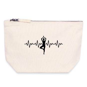 Yoga ECG Battement de cœur - Pochette zippée en toile 18 x 19 cm - blanc naturel - Devant