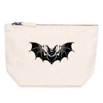 Bat Gothic Illustration - Pochette zippée en toile 18 x 19 cm - blanc naturel - Devant