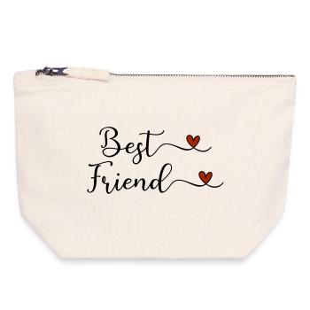 Meilleur ami - Pochette zippée en toile 18 x 19 cm - blanc naturel - Devant