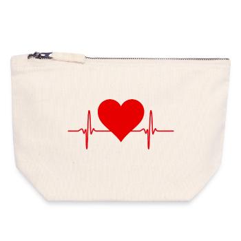Herz und EKG-Leitung in Rot - Canvas Reißverschluss-Täschchen (18 x 19 cm) - Naturweiß - Vorne