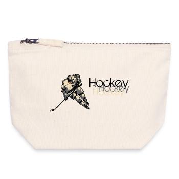 Eishockey Action Illustration - Canvas Zip Pouch 18 x 19 cm - nature - Front