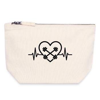 Strength Training Heart Fitness Dumbbells Sports - Canvas Zip Pouch 18 x 19 cm - nature - Front