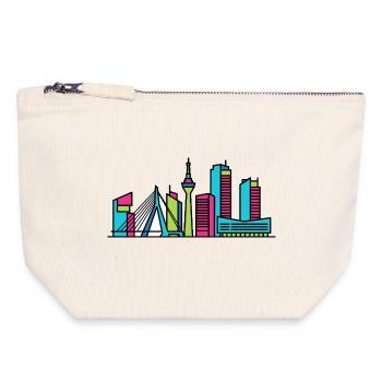Amsterdam City Skyline Canal beherbergt Linienzeichnungen - Canvas Reißverschluss-Täschchen (18 x 19 cm) - Naturweiß - Vorne