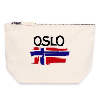 Oslo Norvège Logo Illustration Scandinavie - Pochette zippée en toile 18 x 19 cm - blanc naturel - Devant