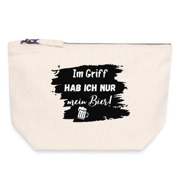 Im Griff hab ich nur mein Bier! - Canvas Reißverschluss-Täschchen (18 x 19 cm) - Naturweiß - Vorne