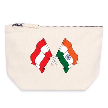Drapeau Autriche, Drapeau Inde - Pochette zippée en toile 18 x 19 cm - blanc naturel - Devant