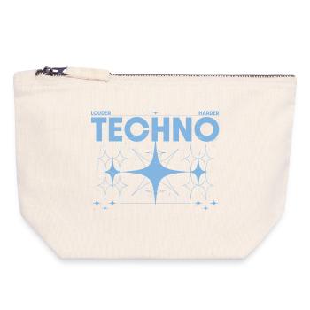 Louder Techno – Chemise Rave & Festival - Pochette zippée en toile 18 x 19 cm - blanc naturel - Devant
