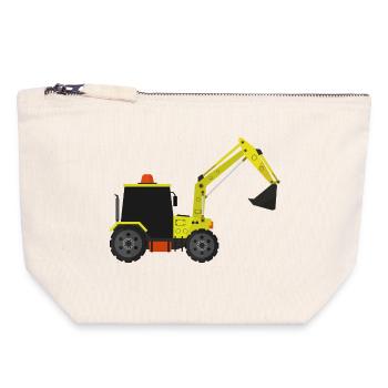 Bagger - Canvas Reißverschluss-Täschchen (18 x 19 cm) - Naturweiß - Vorne